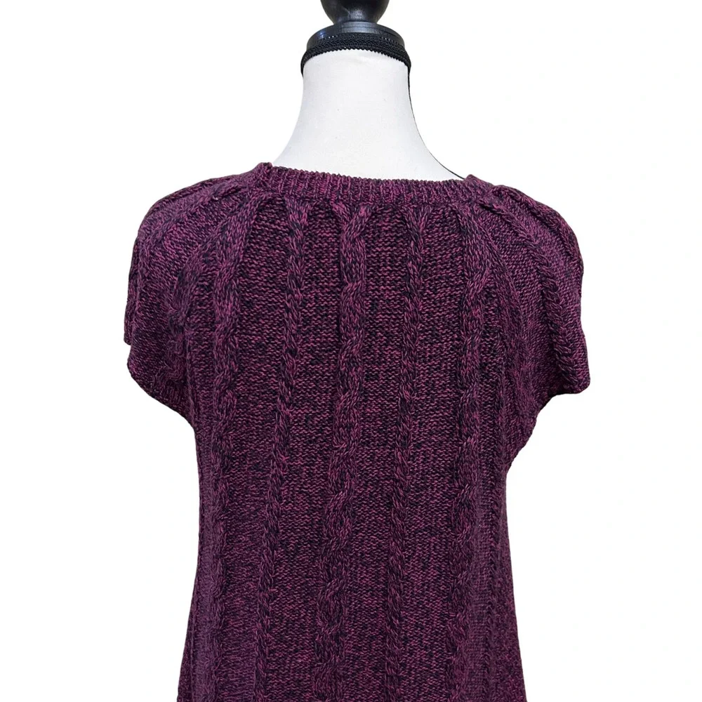 Style & Co. Womens XL Knit Sweater Dress Short Sleeve Purple Black‎ Pullover